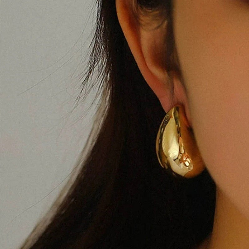 Geometric Waterdrop Earrings for Women Stainless Steel Hollow Dangle Earrings with Plated Finish