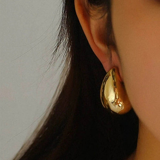 Aretes de Acero Inoxidable con Forma de Gota Geométrica para Mujer con Acabado Chapado, Aretes Llamativos Modernos y Versátiles
