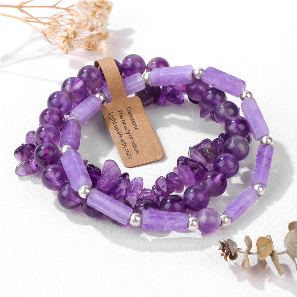 Vintage Geometric Rectangle Crystal Beaded Bracelet Set for Unisex