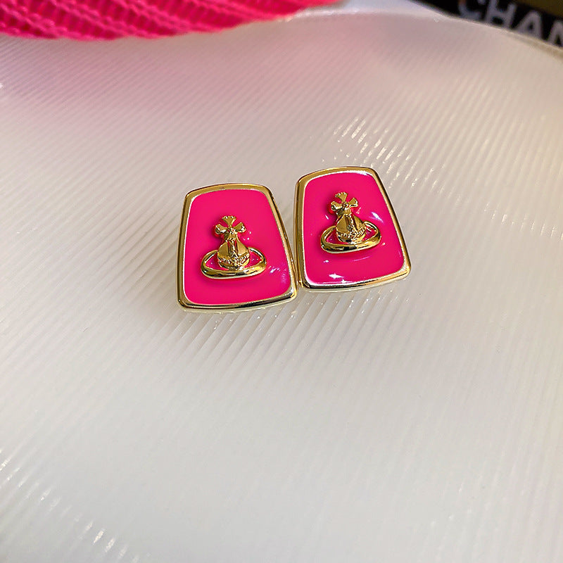 Pendientes Geométricos de Acrílico Estilo Vintage con Postes de Acero Chapado en Oro para Mujer