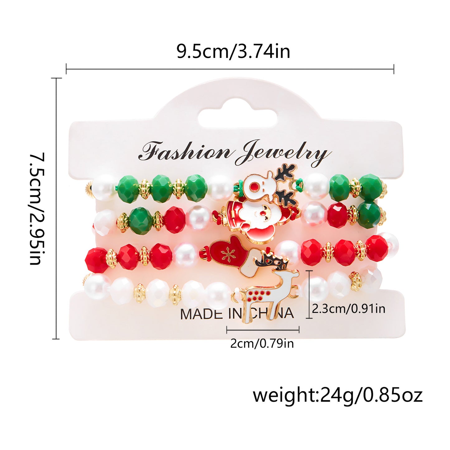 Handwoven Alloy Christmas Bracelet Set with Santa and Reindeer Charms for Women and Men, Festive Holiday Jewelry