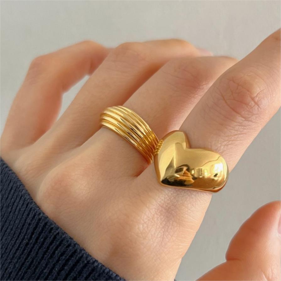 Minimalist Geometric Grid Pattern Heart-Shaped 925 Sterling Silver Adjustable Ring for Women