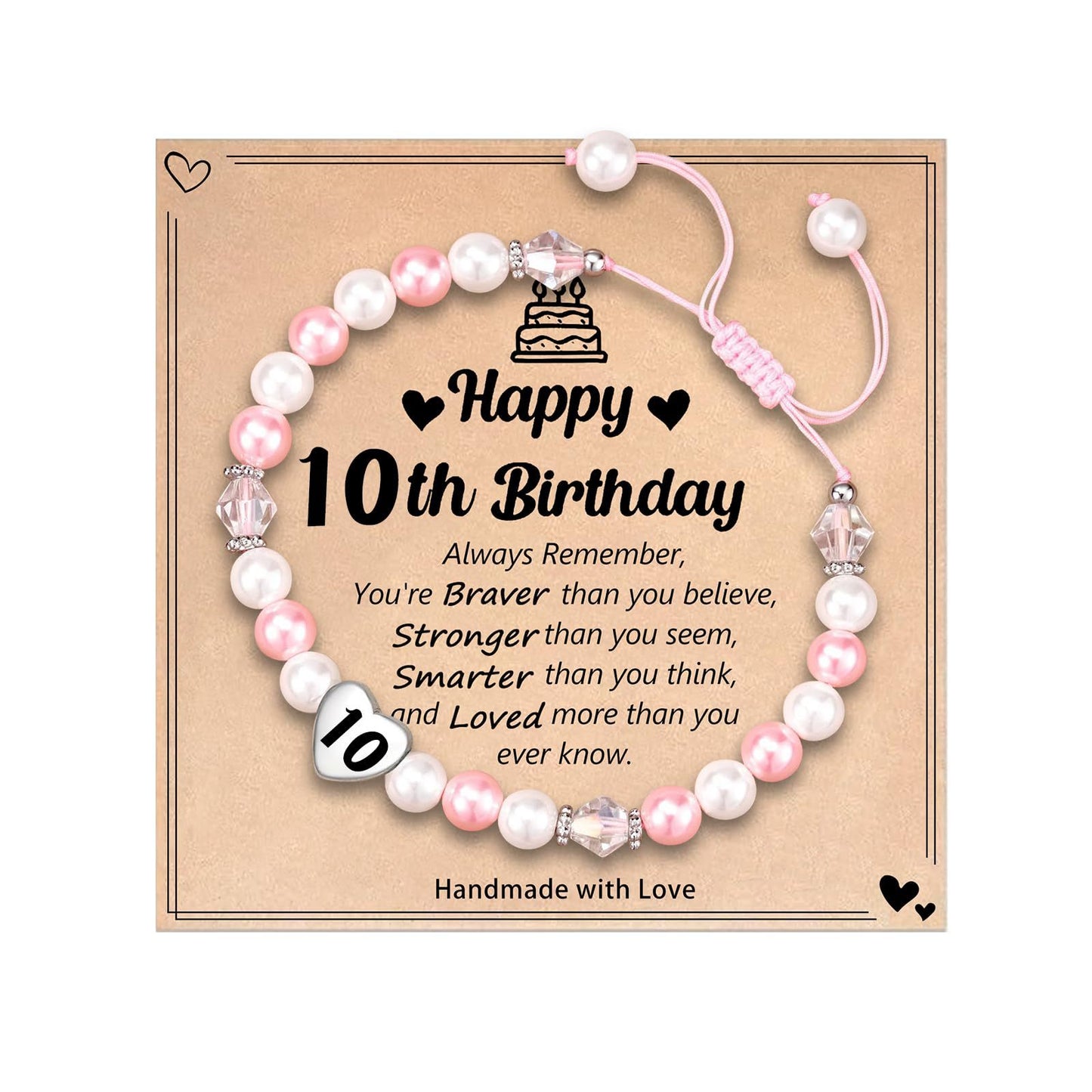 Sweet Stainless Steel Number Letter Handmade Woven Pearl Bracelet for Women