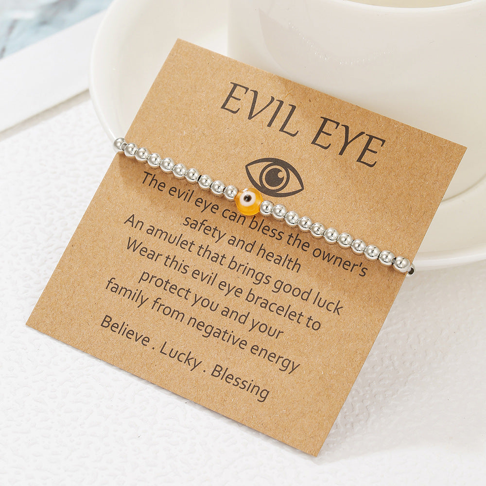 Handmade Round Acrylic Evil Eye Beaded Bracelet Unisex Friendship Jewelry