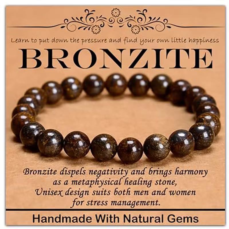 Minimalist Natural Stone Beaded Bracelet Unisex Geometric Round Handmade Jewelry Gift