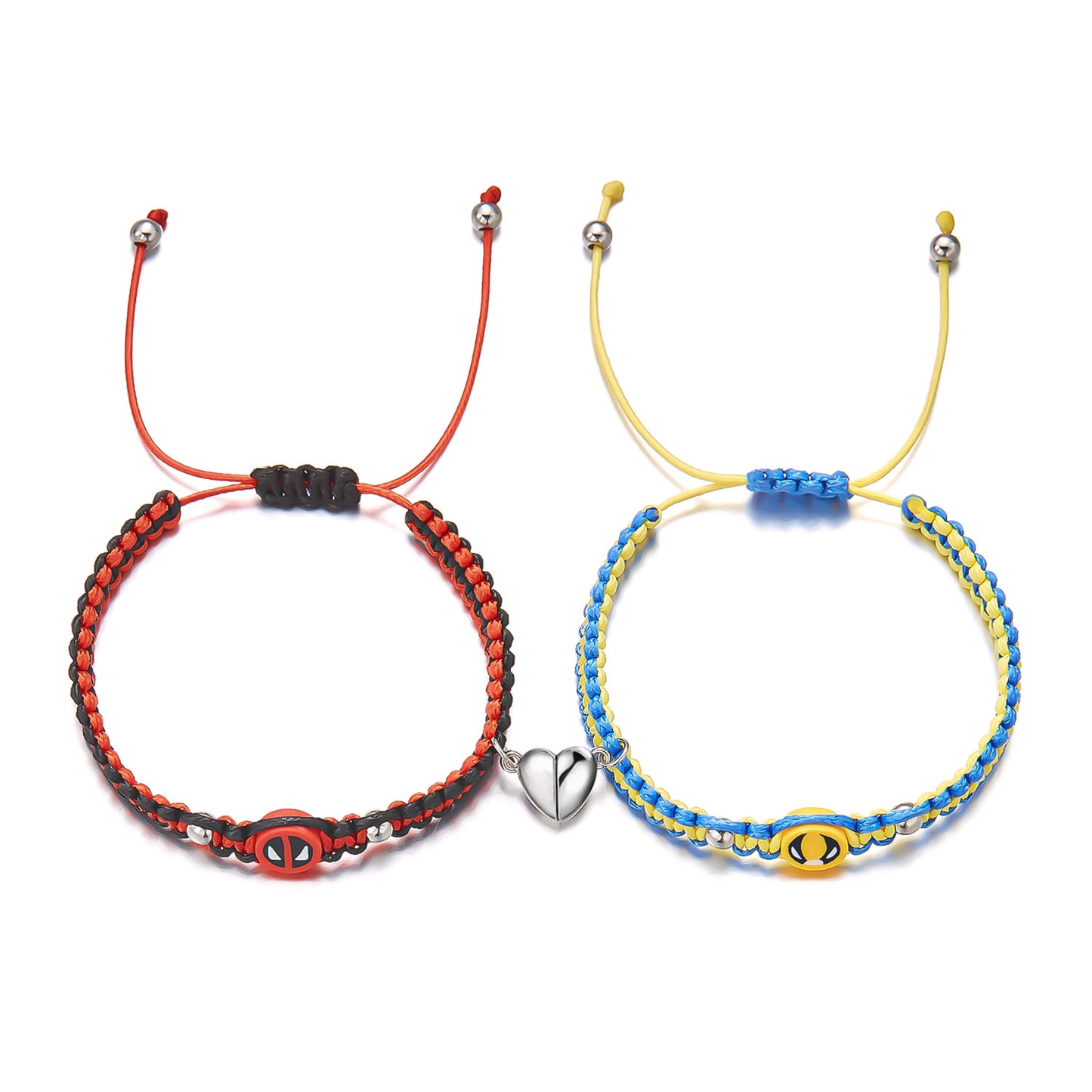 Pulsera magnética de moda con dijes de corazón de Wolverine y Deadpool, pulsera de aleación trenzada a mano para parejas