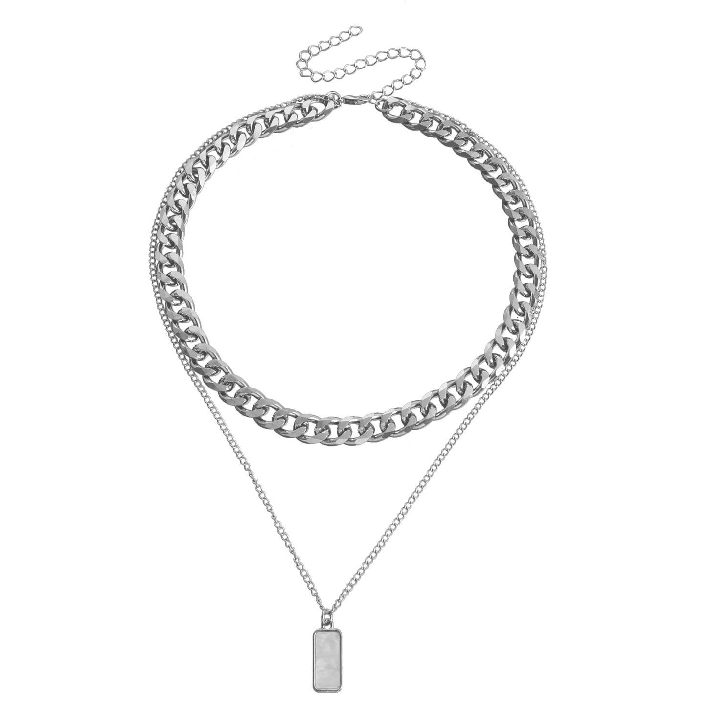Minimalist Geometric Round Mother-of-Pearl Pendant Necklace for Women with Alloy Chain and Electroplated Finish