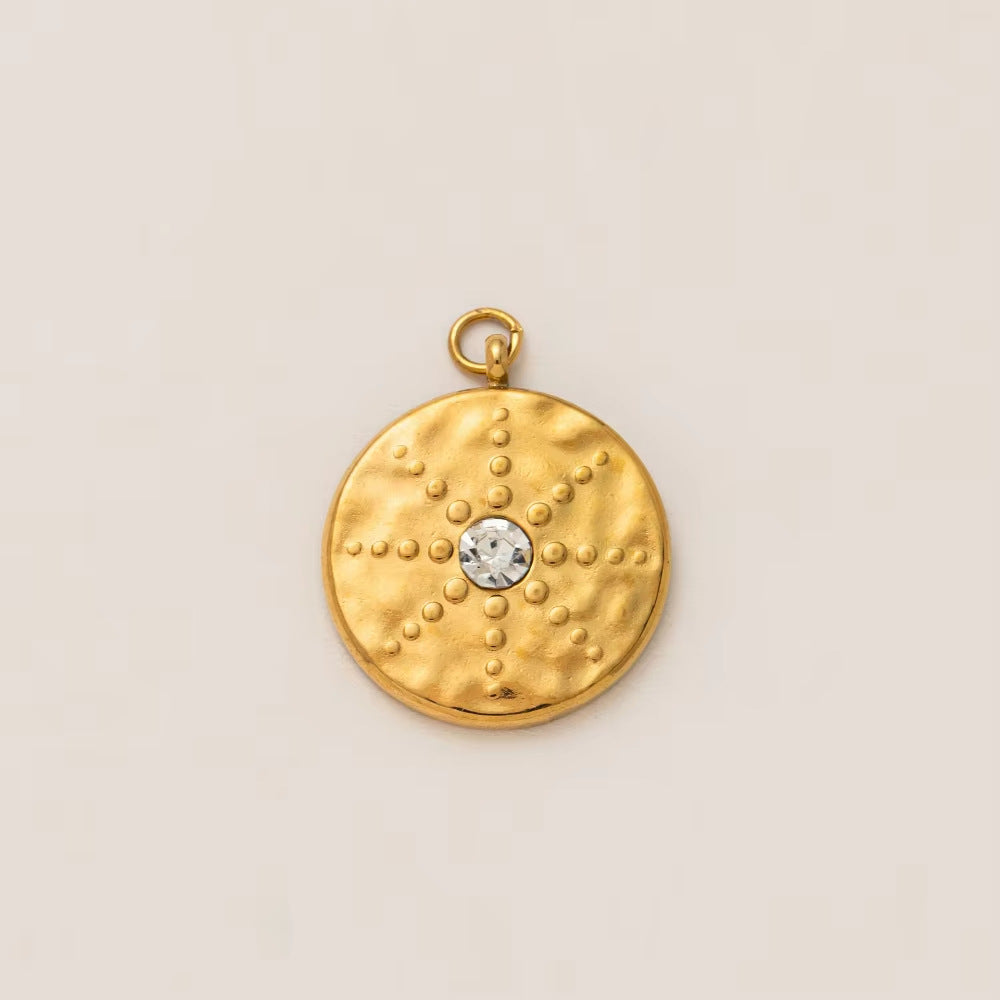 Luxury Casual 18K Gold PVD Stainless Steel Star Geometric Pendant Necklace with Sun Moon Planet Rainbow Elements