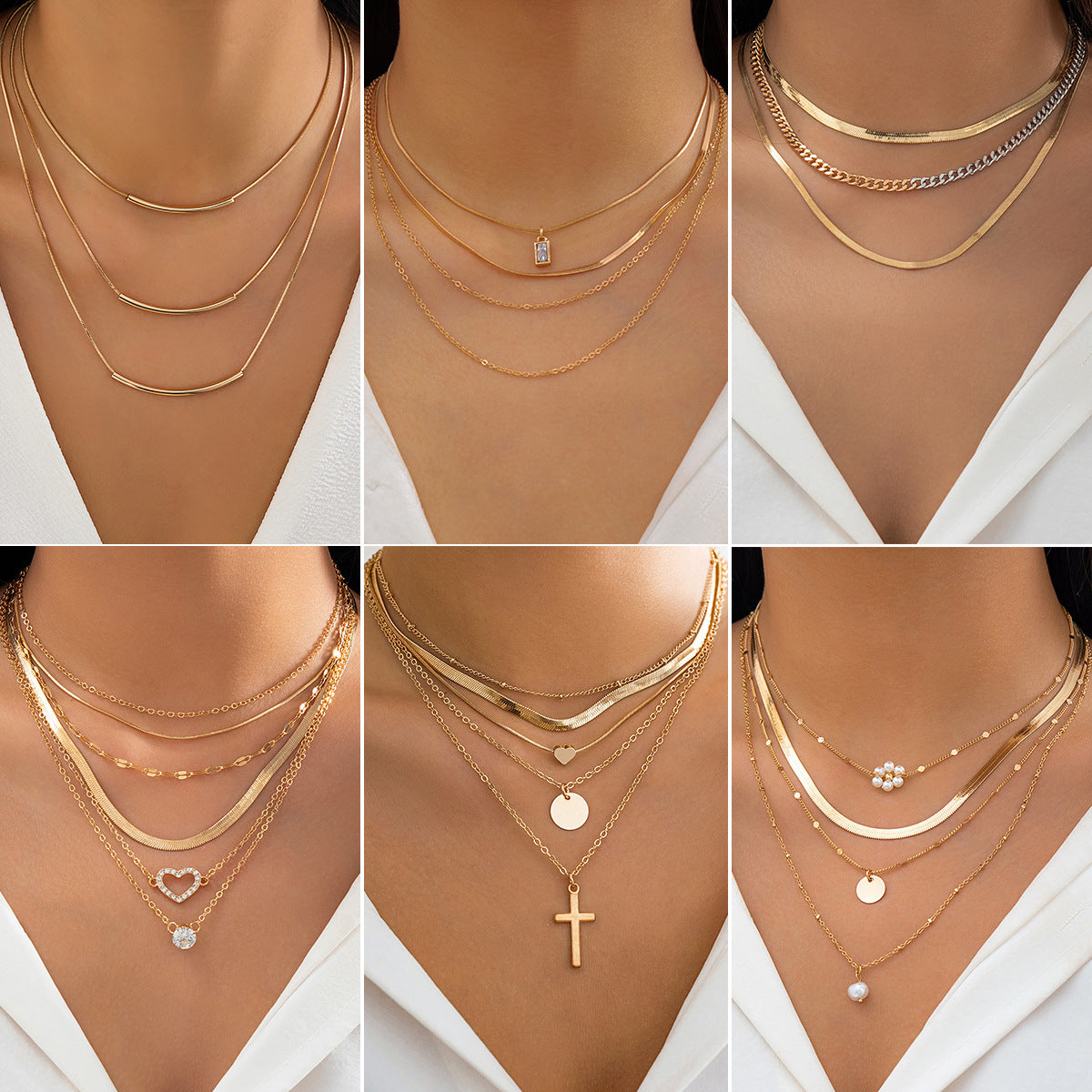 Collana Minimalista a Cuore in Rame con Intarsio di Strass e Catena Snake per Donna