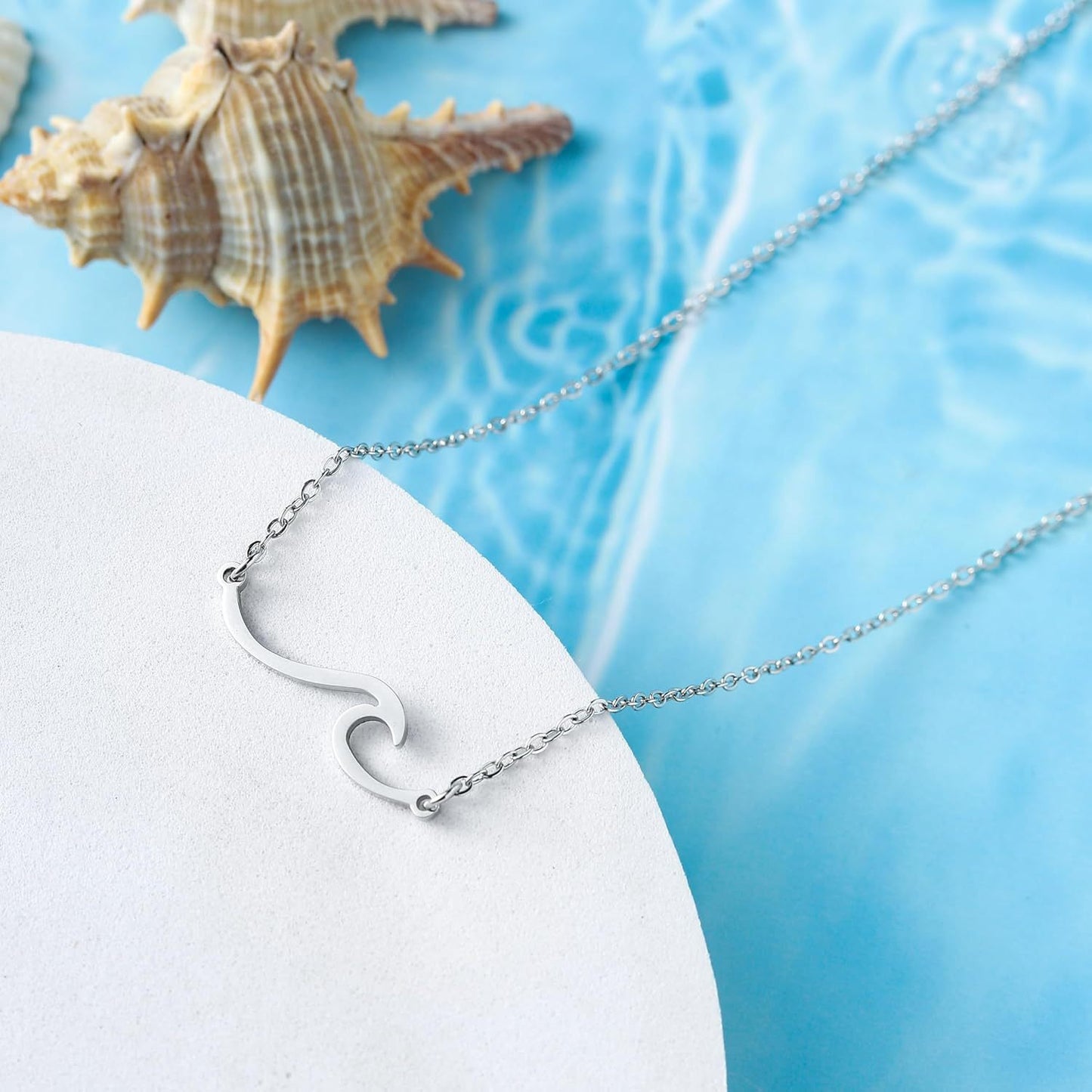 Sweet Plated Stainless Steel Wave Necklace Curb Chain Unisex Jewelry