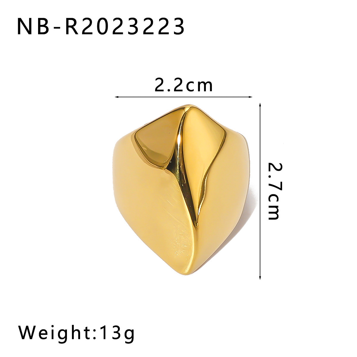Minimalist Geometric Heart-Shaped Stainless Steel Ring with 18K Gold Plating for Women and Men