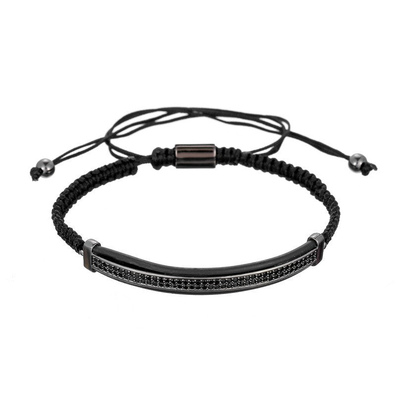 Minimalist Hip-hop Handmade Brass Micro-inlaid Cubic Zirconia Moon Geometric Bracelet