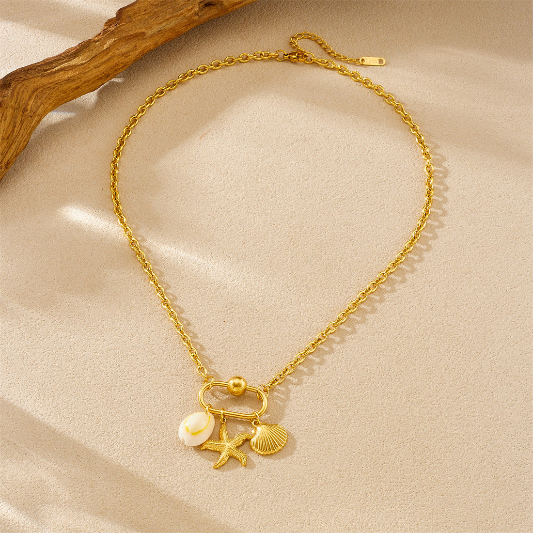 Gold Plated Drip Oil Stainless Steel Plant Pendant Necklace with Cable Chain for Women