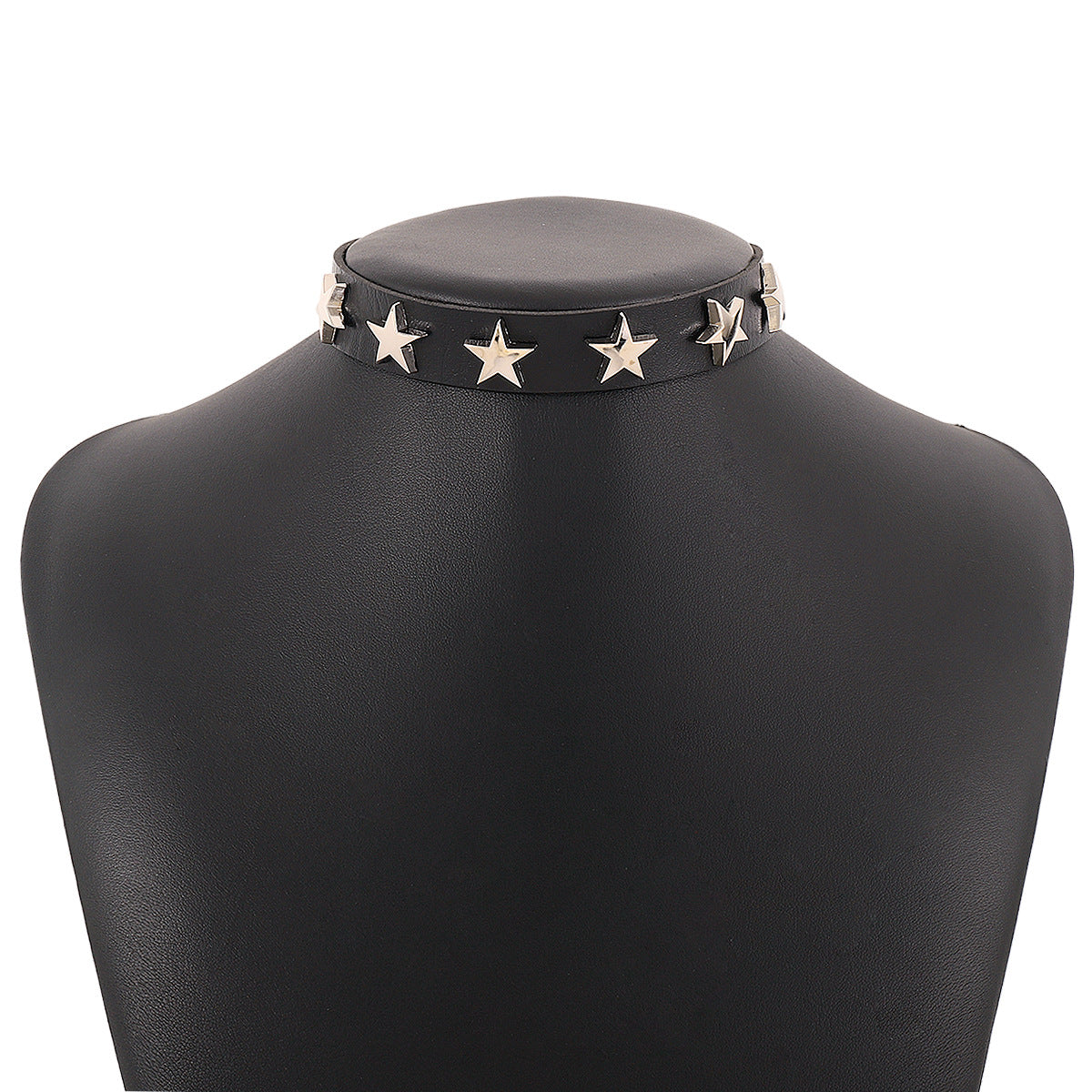 Collana girocollo in pelle geometrica minimalista spigolosa con fibbia in metallo da donna