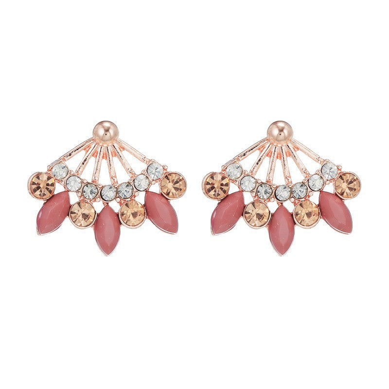 Vintage Sweet Light Green Floral Bow 925 Sterling Silver Post Alloy Plated Earrings