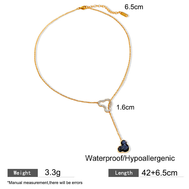 Full Cubic Zirconia Mickey Mouse Cartoon Titanium Steel Plated Necklace