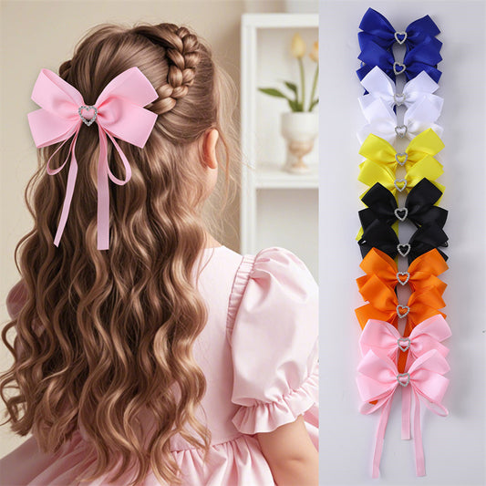Pasador para el pelo de niña inspirado en el ballet con material de tela en forma de lazo para trenzar, estilo de cola de caballo doble, horquilla de pato para niños de estilo natural