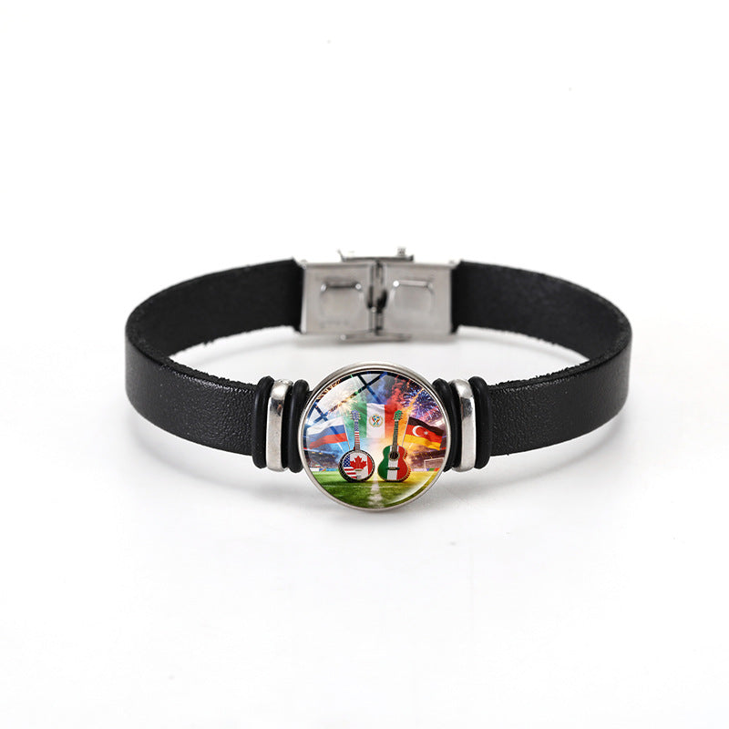 Casual Geometric Plated Leather Bracelet Unisex
