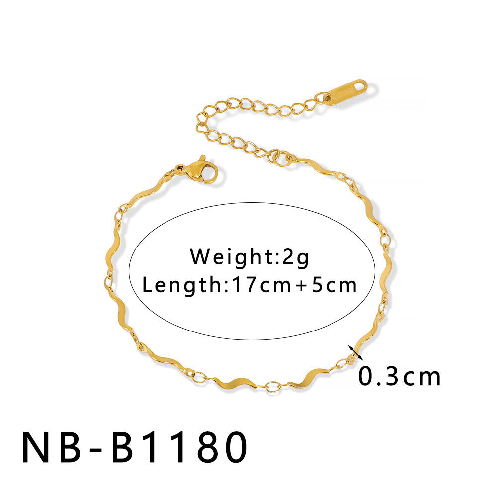 INS Style Geometric and Letter-Shaped Titanium Steel Stainless Steel Bracelet with 18K Gold Plating for Couples