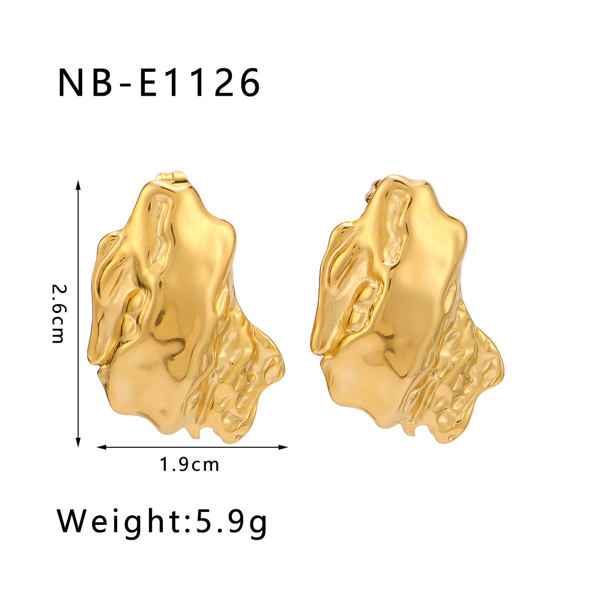Orecchini geometrici asimmetrici minimalisti in acciaio inossidabile placcato oro 18K con dettagli a rombo e circolari, anallergici e resistenti all'ossidazione
