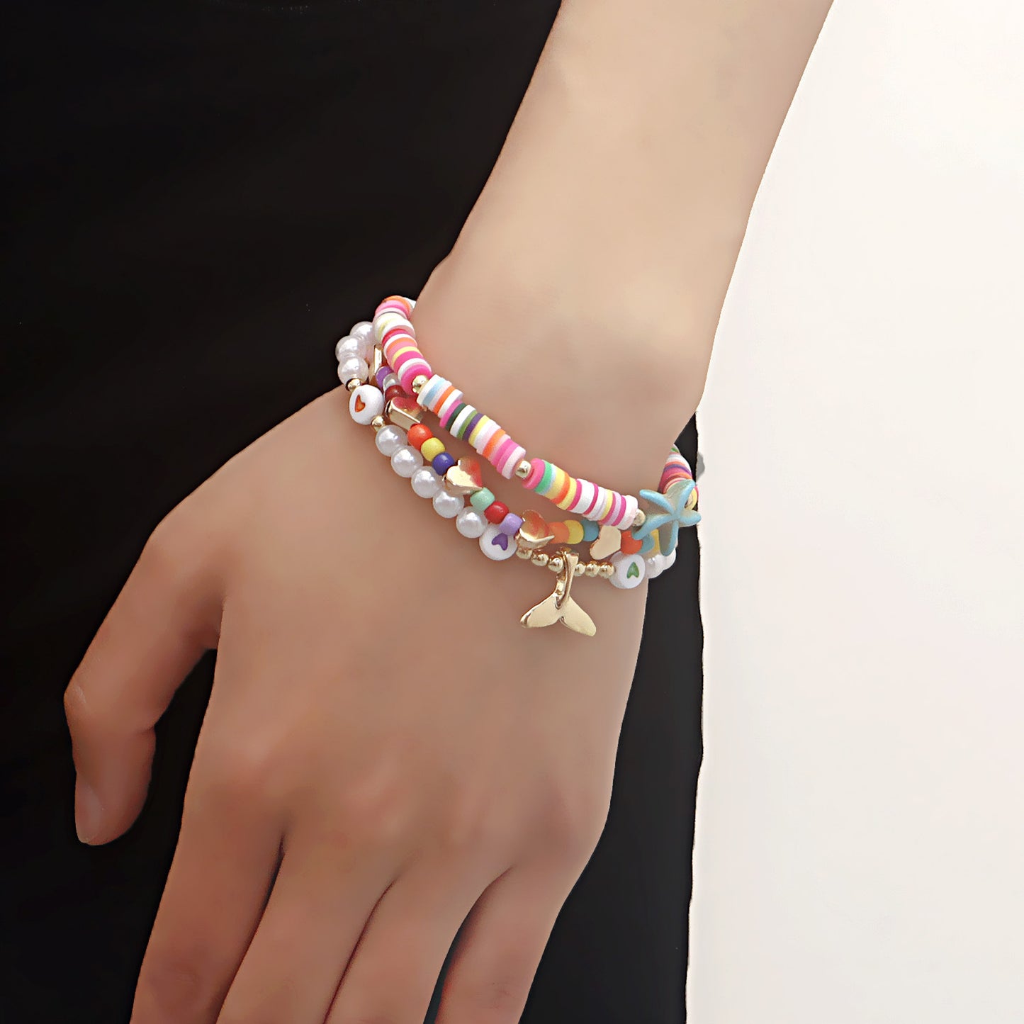 Bohemian Starfish Bracelet for Women in Alloy with Plated Finish Geometric Design Beach Mermaid Tail Theme