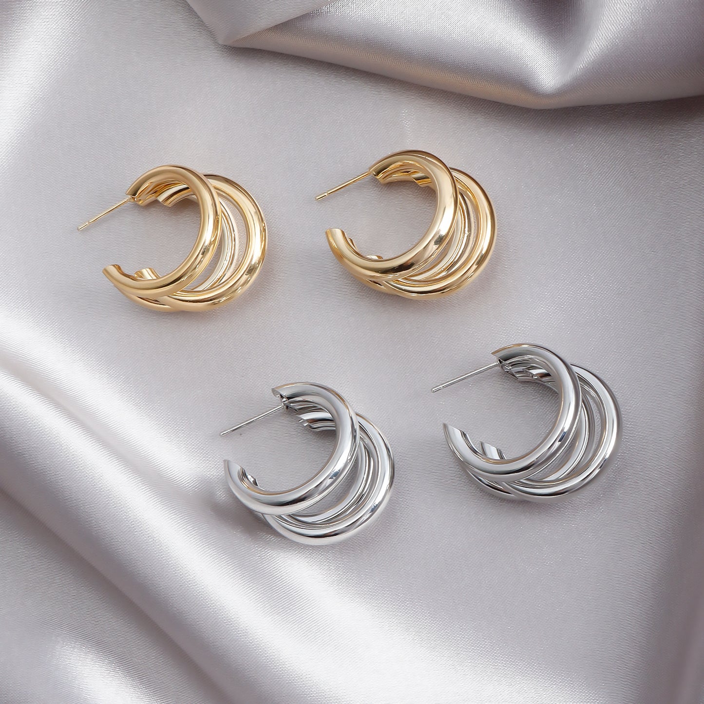 Pendientes de aro de metal en forma de U, minimalistas vintage para mujer con acabado chapado