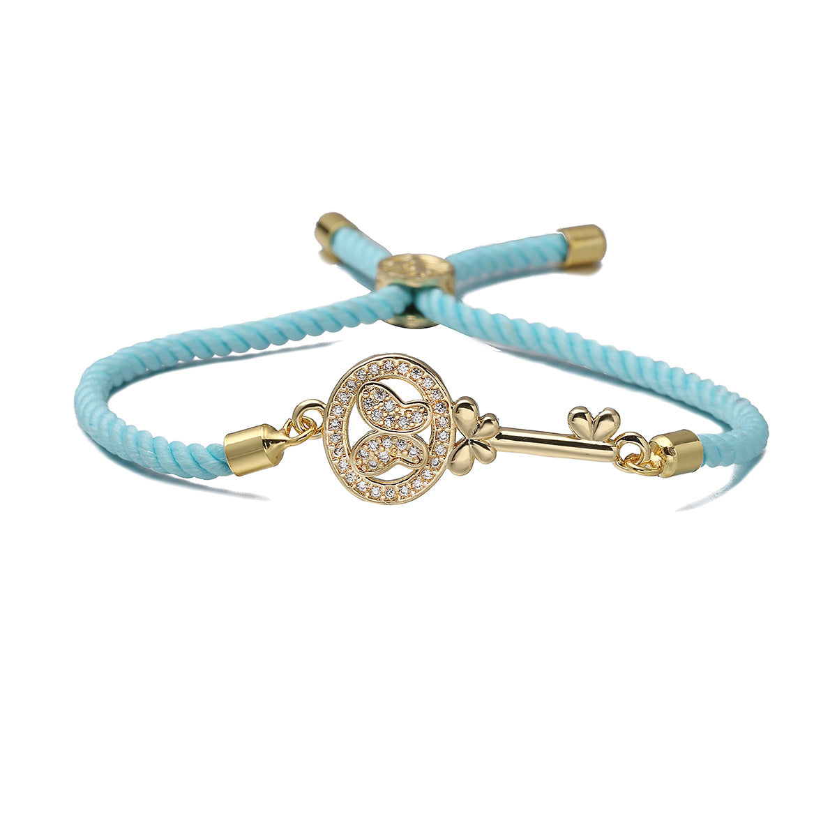 Luxury Minimalist Geometric Key 18K Gold Plated Brass Micro-inlay Cubic Zirconia Bracelet for Women