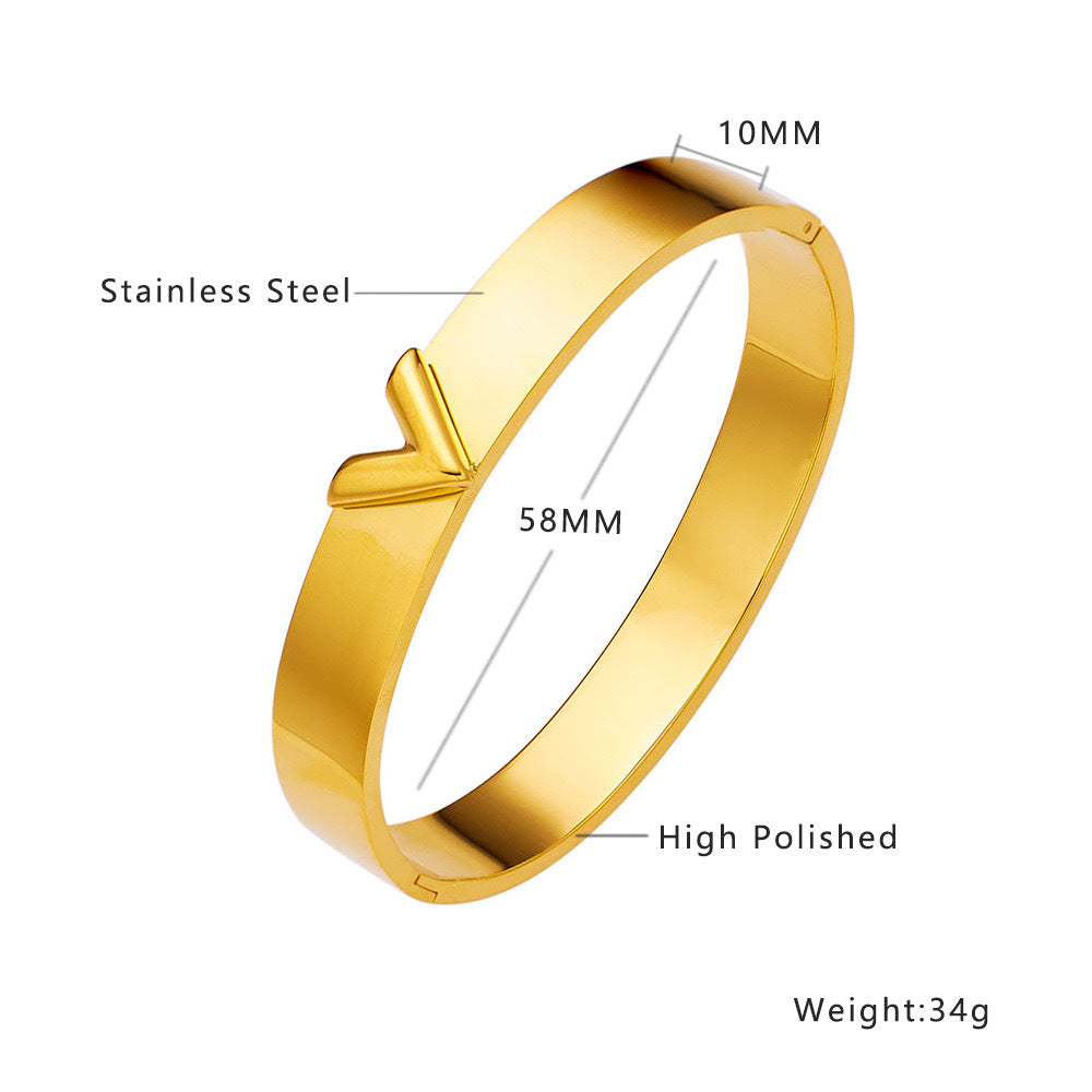 Bracciale Minimalista in Acciaio Inossidabile da Donna con Placcatura in Acciaio al Titanio e Intarsio di Strass a Forma Geometrica Ovale