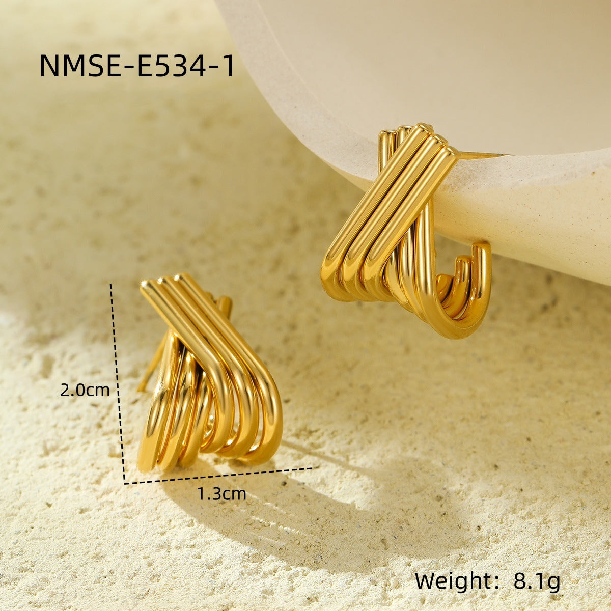 Pendientes de acero inoxidable en forma de X minimalistas con acabado chapado para mujer