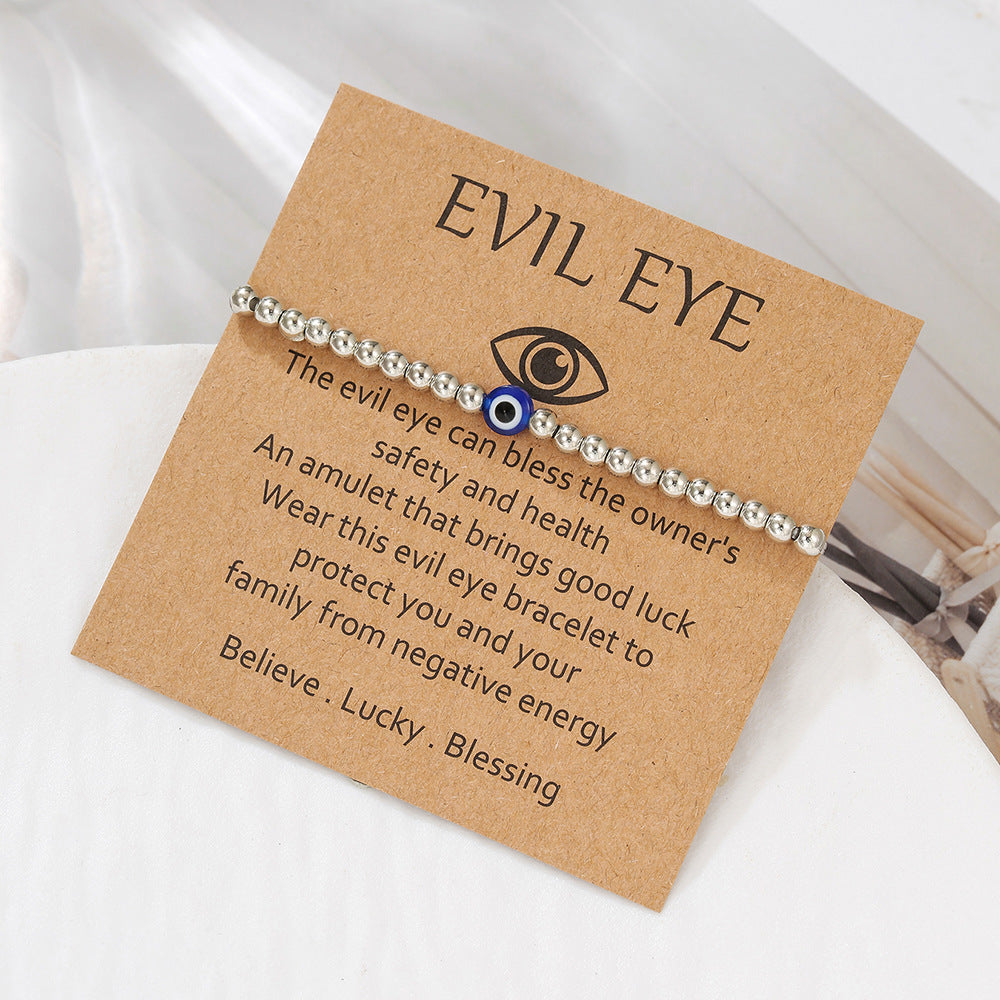 Handmade Round Acrylic Evil Eye Beaded Bracelet Unisex Friendship Jewelry