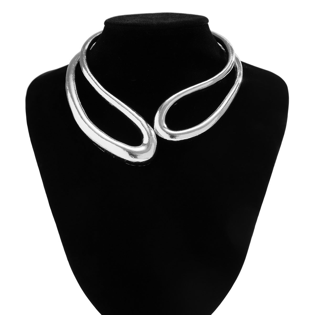 Minimalist Exaggerated Twisted Double Layer Alloy Choker Necklace for Women