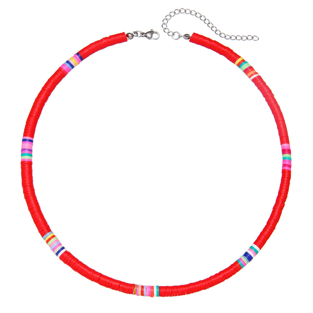 Minimalist Geometric Round Stainless Steel Resin Beaded Cable Chain Charm Bar