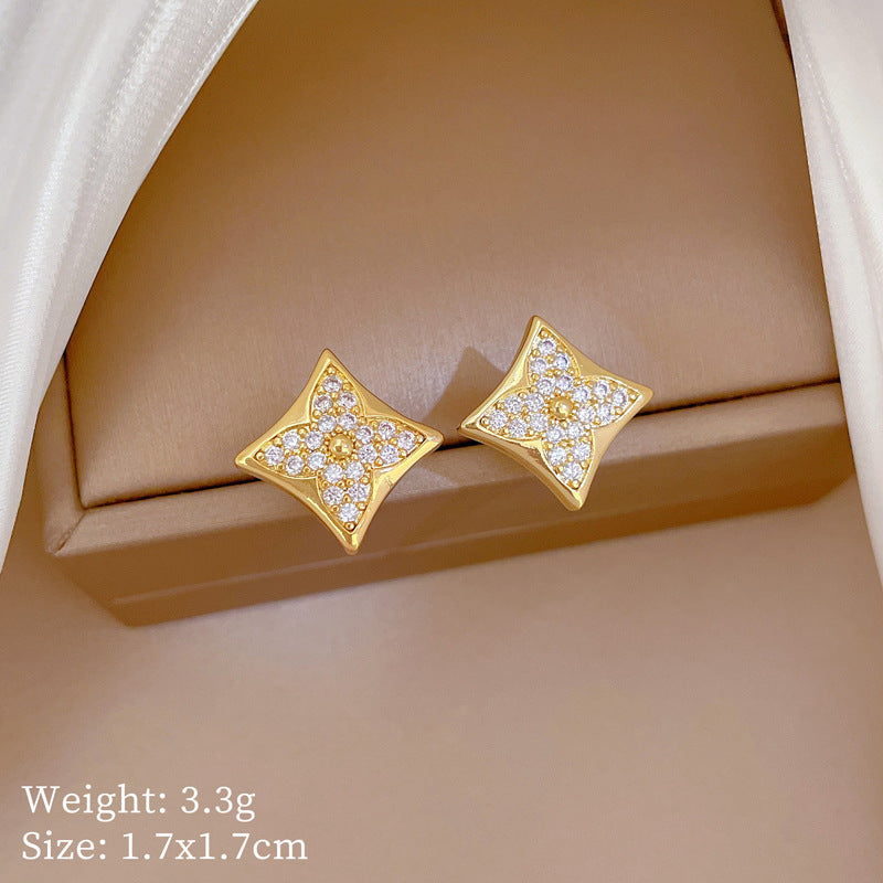 Geometric Stud Earrings for Women with Plated Copper Design, Elegant Long Tassel Drop Earrings, Sweet Style Jewelry
