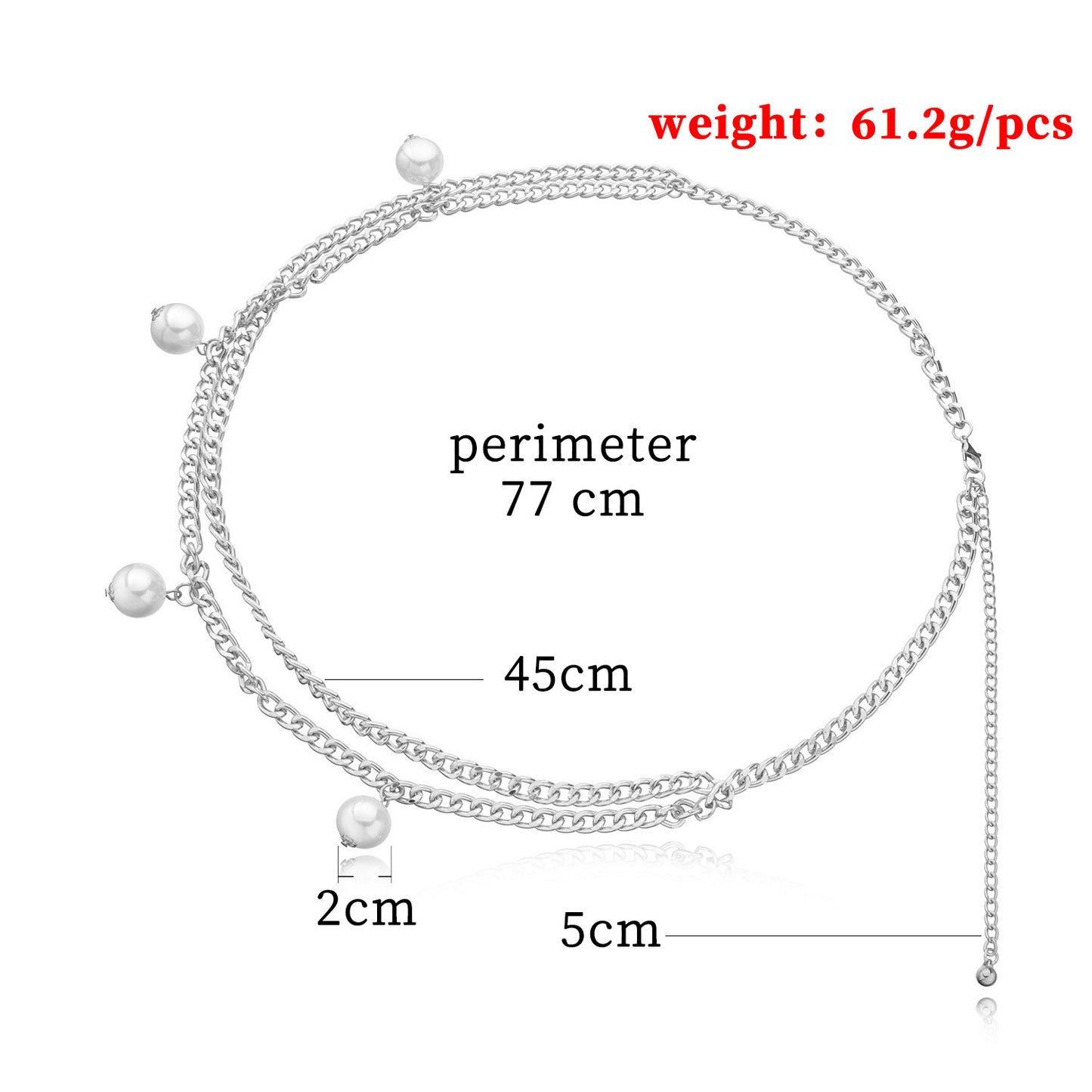 Punk Ethnic Pearl Alloy Curb Chain Body Chain for Women