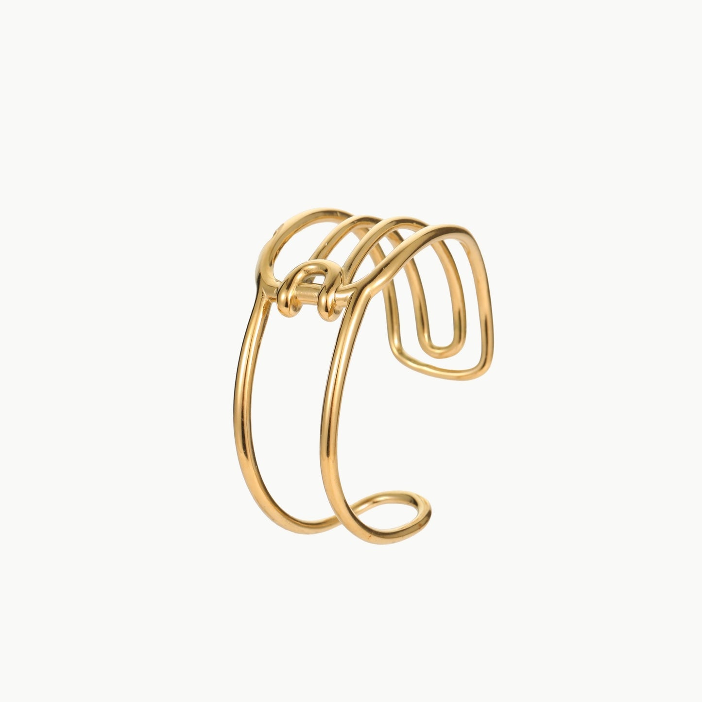 Elegante bracciale geometrico da donna in acciaio inossidabile con finitura placcata