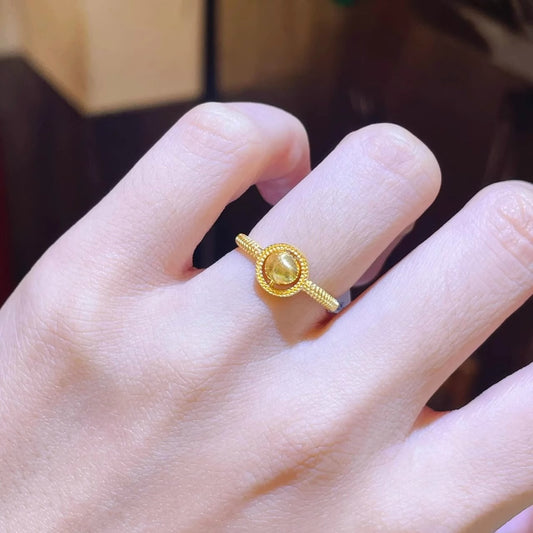 Anello Minimalista in Rame Placcato Oro con Design a Lettera Regolabile per Dito Indice, da Donna e Uomo