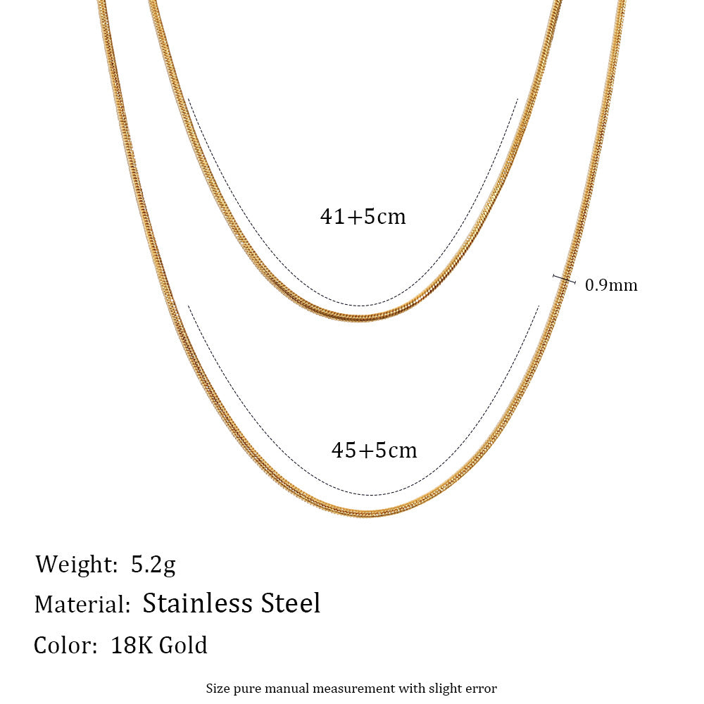 Chic Geometric Stainless Steel Plated 18K Gold Double Layer Necklace for Women