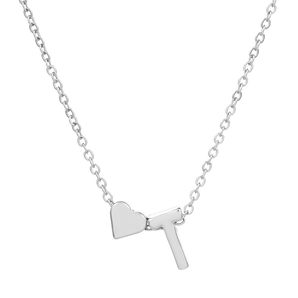 Sweet Heart Letter Alloy Plated Necklace Singapore Chain for Women
