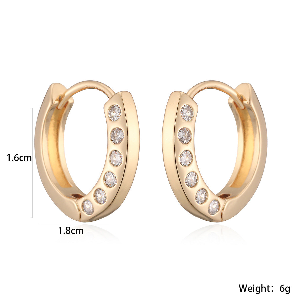 Minimalist 18K Gold Plated Brass Geometric Hoop Earrings with Cubic Zirconia for Women