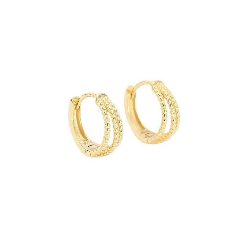 Elegant 925 Sterling Silver Geometric Triple Layer Rope Hoop Earrings for Women