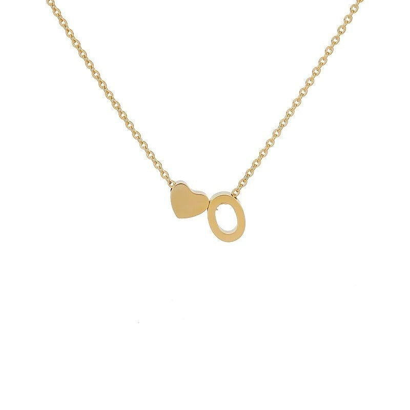 Collana Minimalista con Ciondolo a Cuore in Acciaio Inossidabile, Charms in Acciaio al Titanio e Finitura Placcata per Uomo e Donna