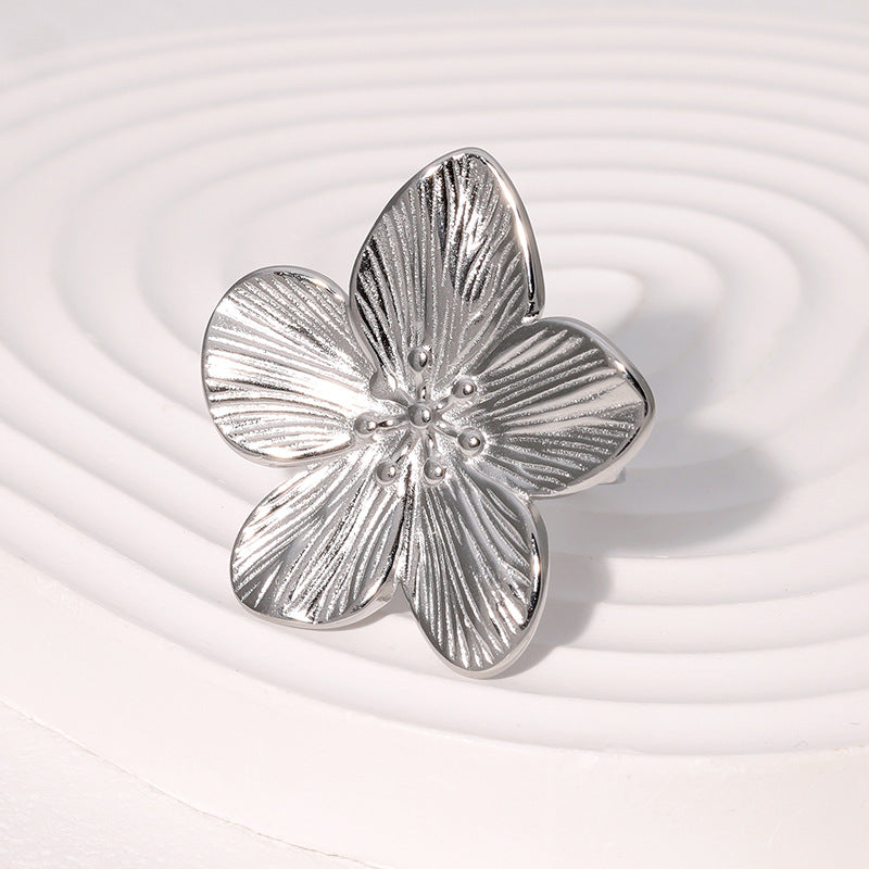 Geometric Floral Butterfly Heart Star Stainless Steel Adjustable Open Ring for Women with Plating Finish