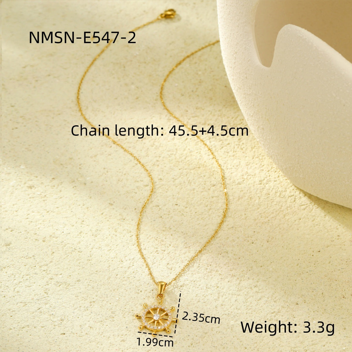 Vintage Nautical Anchor Pendant Necklace in Stainless Steel with Rhinestone Inlay for Women