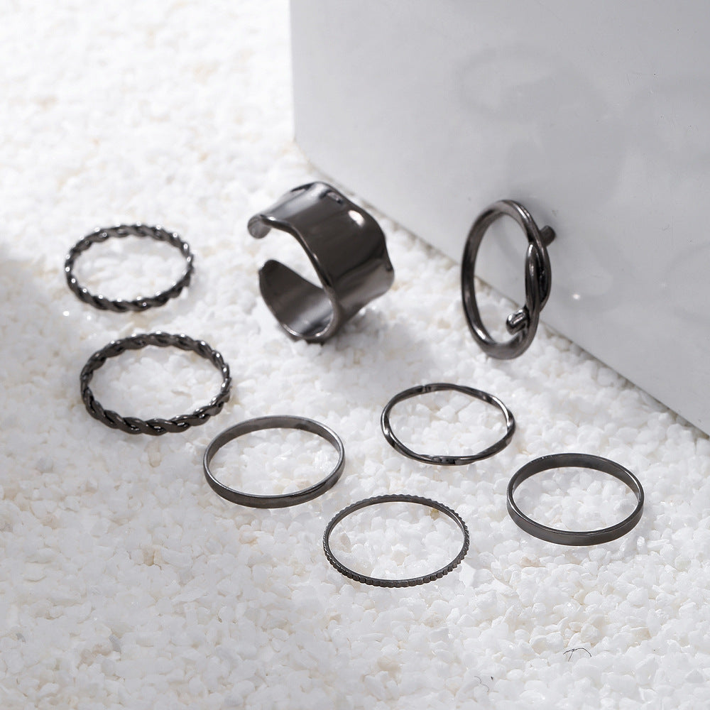 Gothic Vintage Geometric Round Plated Alloy Ring for Women