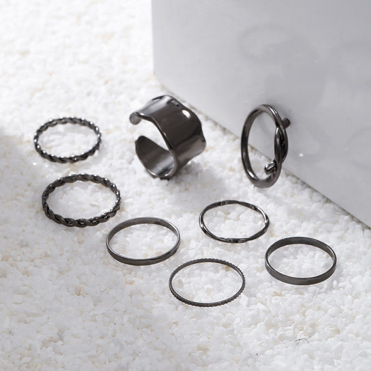 Gothic Vintage Geometric Round Plated Alloy Ring for Women