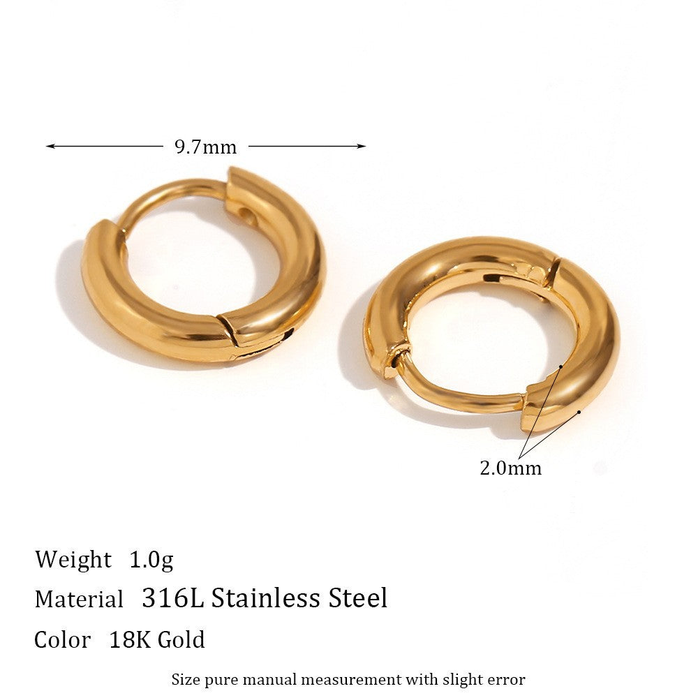 Minimalist Geometric Stainless Steel Ear Cuffs and Hoop Earrings with 18K Gold Plating for Women