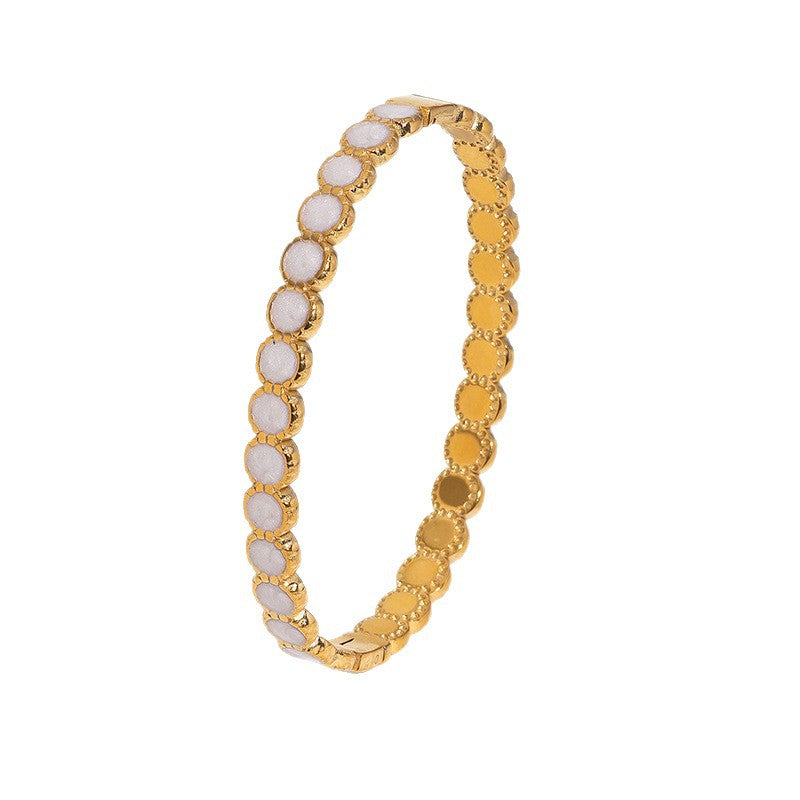 Vintage Elegant Geometric Round Gold Plated Stainless Steel Bracelet
