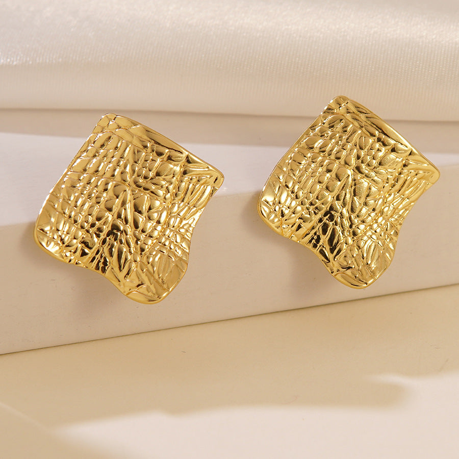 Elegant Floral Geometric Stainless Steel Earrings for Women