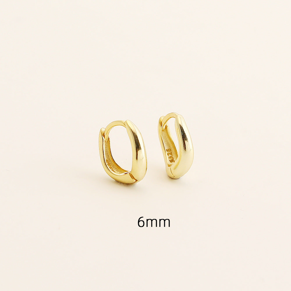 Pendientes de aro pulidos redondos geométricos de plata de ley 925 minimalistas