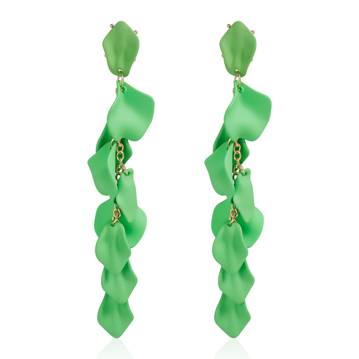 Elegant Floral-Petal Shaped Zinc Alloy Stud Earrings with Plated Finish for Women Vintage and Artistic Style